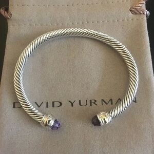 David Yurman 5mm cable bracelet w/amethyst & 14k
